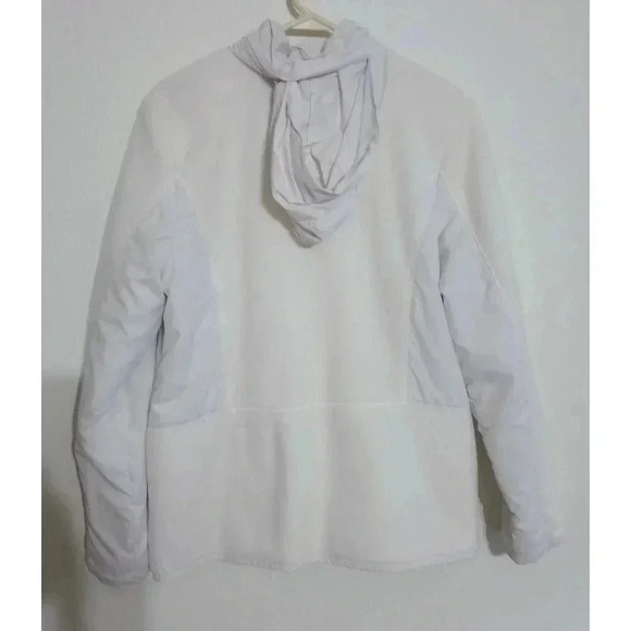 Style & Co. Sport Jacket Fleece Hidden Hood Full Zip Mid Length White Size Large - Picture 2 of 4
